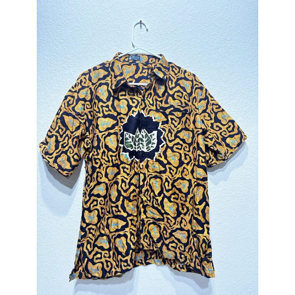 Vintage Godha Batik Shirt Indonesia US Small (read) Abstract Leaves